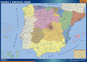 Carte Espagne autonomies plastifiée