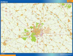Carte Evreux plastifiée