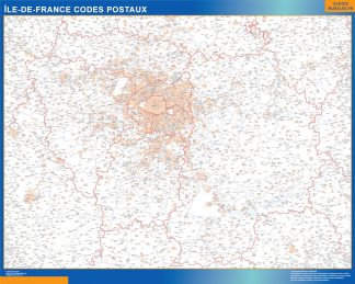 Carte Région plastifiée Ile de France codes postaux