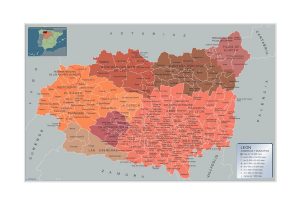 Carte communes province Leon plastifiée