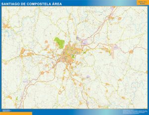 Carte routière Santiago Compostela région plastifiée